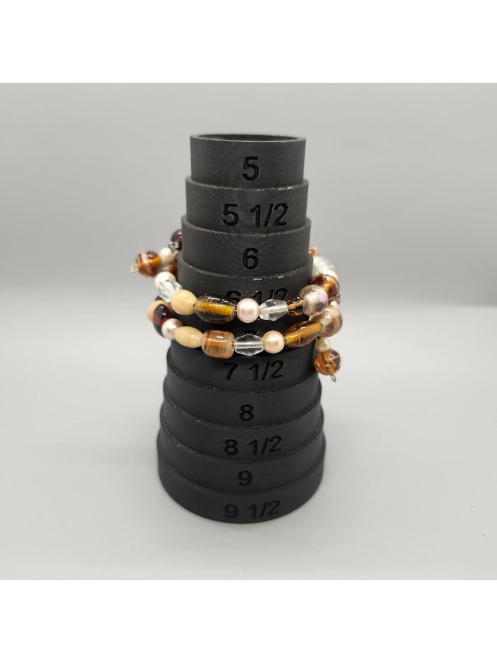 Glass & Pearl Bead Stretch Bracelet Set Brown & Neutral Tone Jewelry Fits Size 6